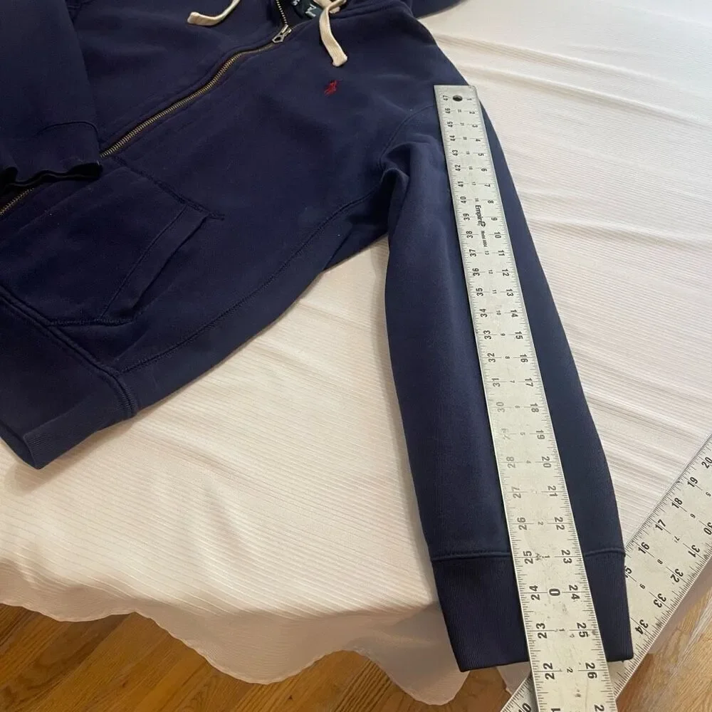Polo Ralph Lauren Navy Blue Vintage Y2K Zip Up Jacket Hoodie Size XXL